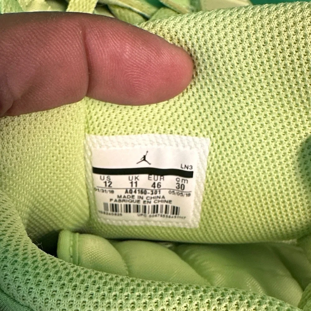 Jordan Lime Green and White Sneakers - Picture 3 of 4